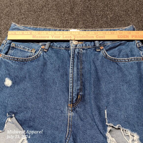 BDG‎ Urban Outfitters Jeans Women 31 Blue Mom High Rise Destroyed Distressed - Picture 7 of 11